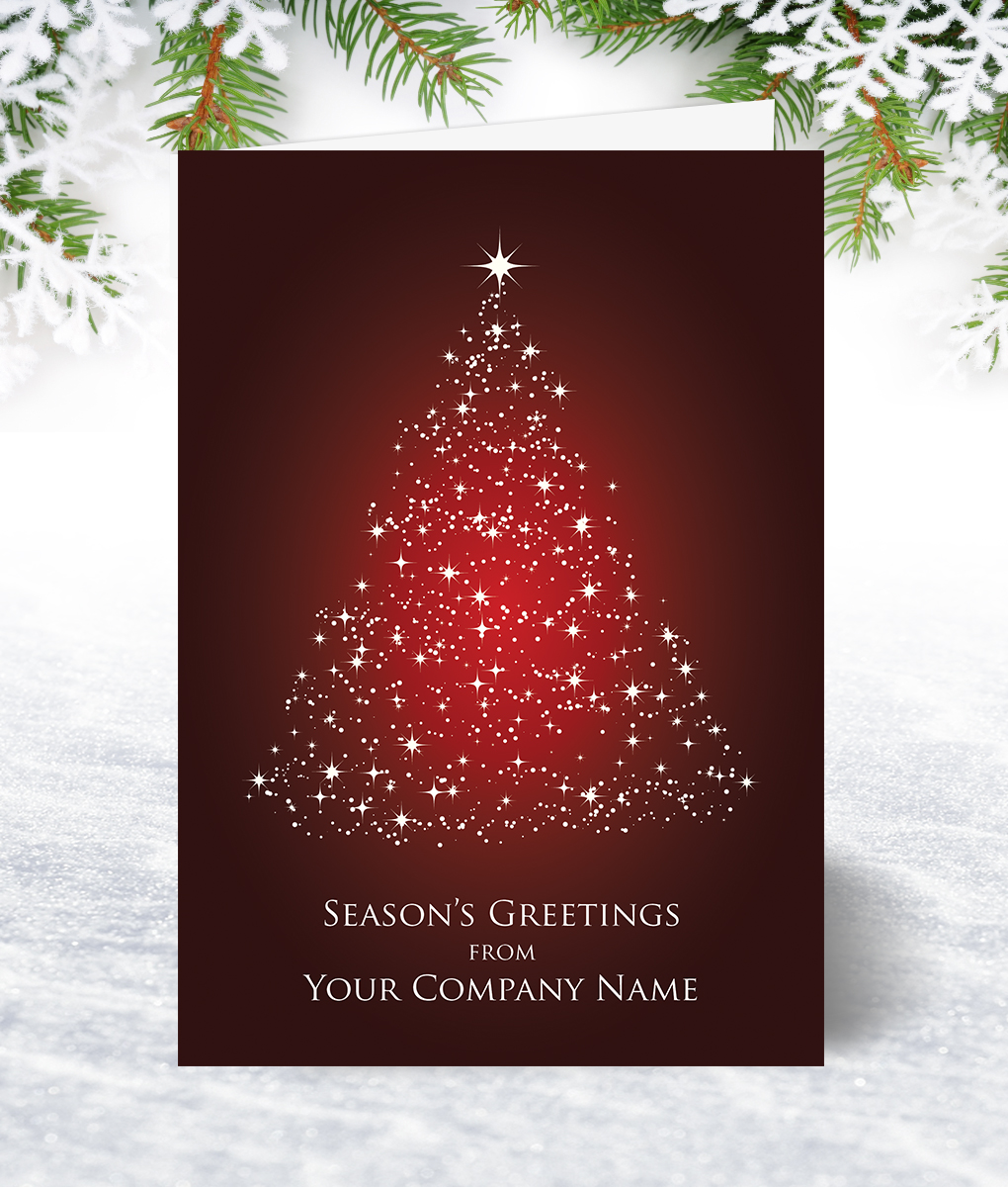 Star Topped Tree Red Christmas Card Corporate Collection